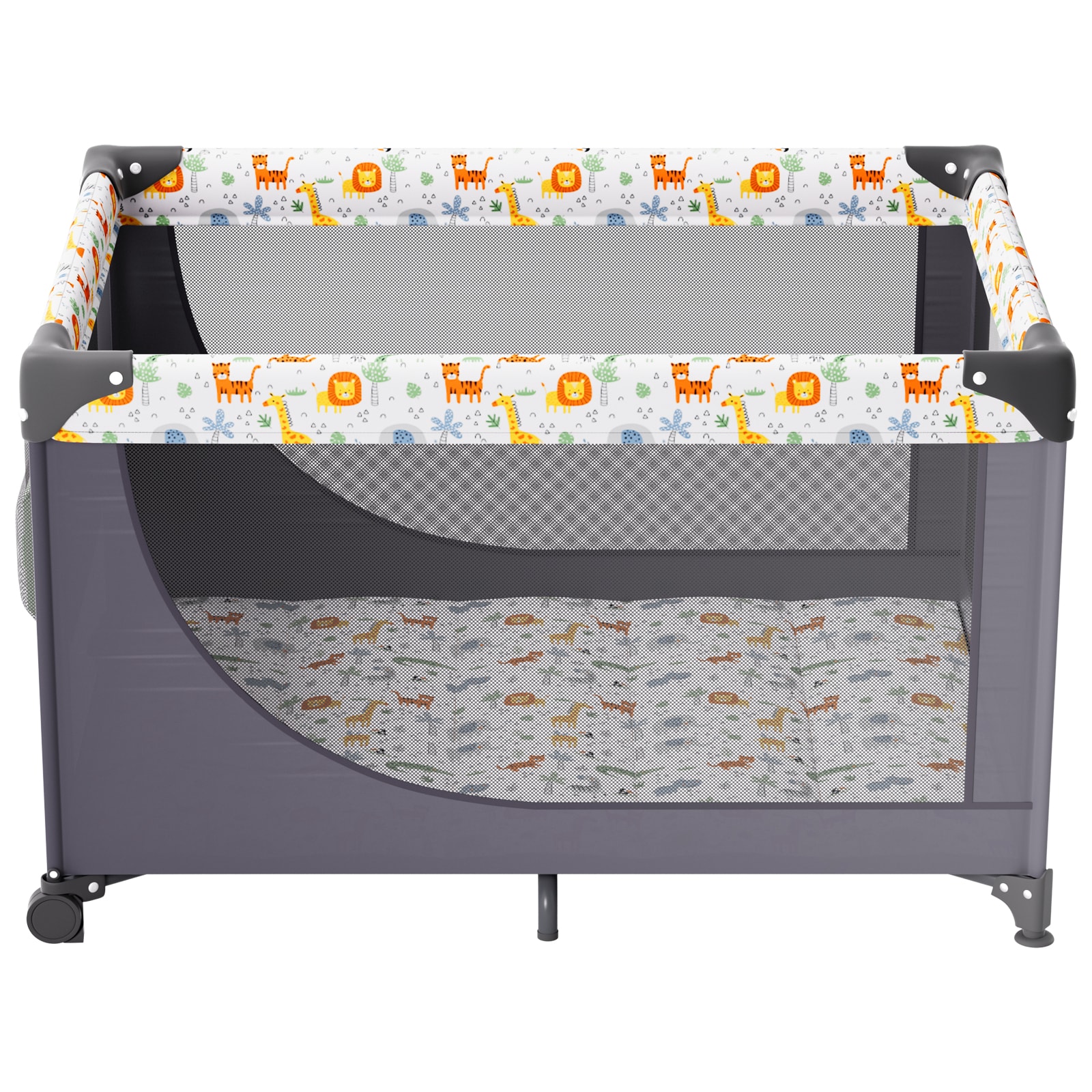 Portable Baby Playpen With Wheels And Quick-folding Mechanism_voghion.com